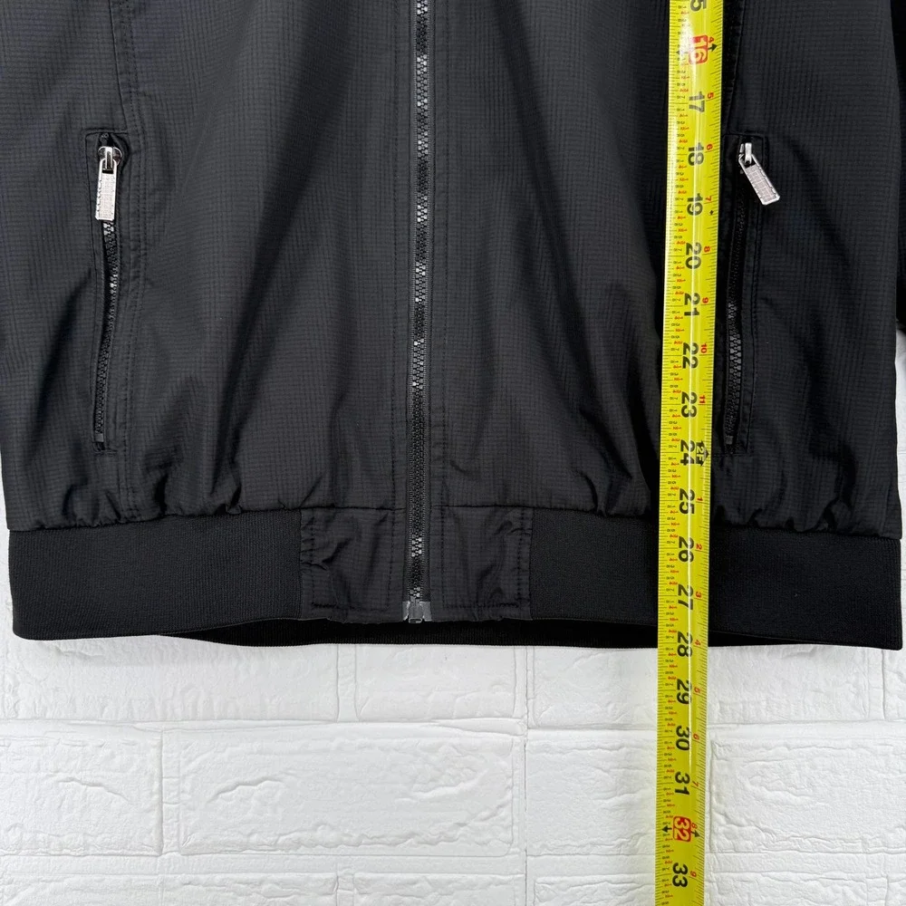 Nautica Windbreaker Jacket Mens Large Black Ripstop Full Zip Mock Neck Bomber